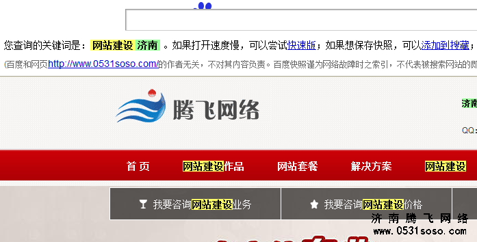 搜索“网站建设 济南”：